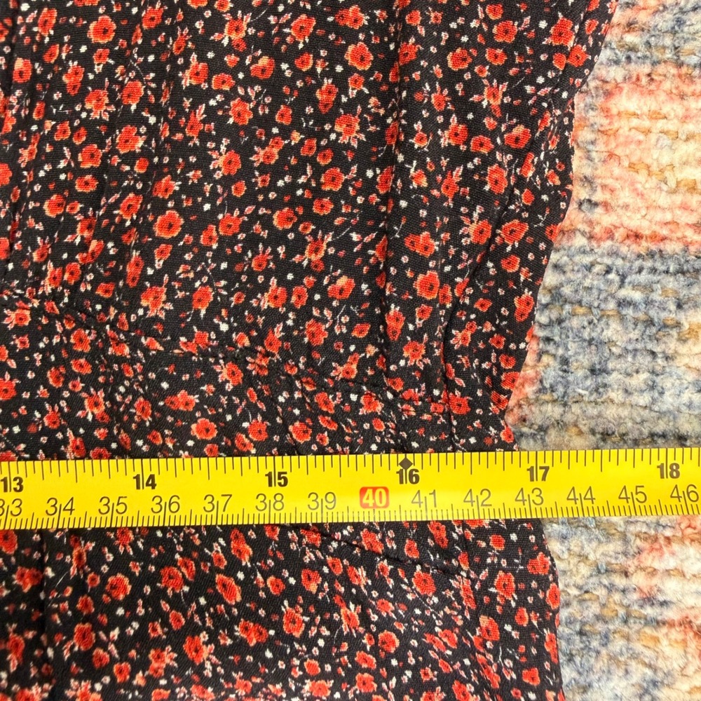 Brandy Melville Red Floral Milkmaid Mini Dress Short Sleeve Back Tie Italy Med. - Picture 8 of 9